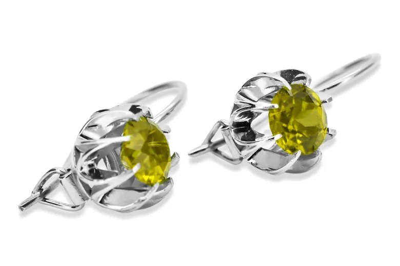 Sterling Silver 925, Yellow Peridot Vintage Earrings vec062s