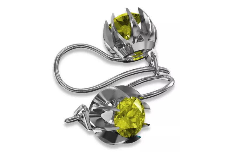 Cercei din argint 925, Peridot galbe vec062s