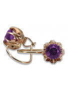 Boucles d'oreilles en argent vintage plaqué or rose, Alexandrite vec062rp