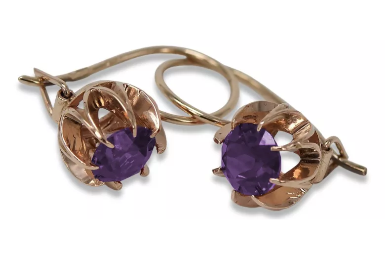 Boucles d'oreilles en argent vintage plaqué or rose, Alexandrite vec062rp