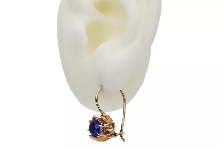 Sterling silver rose gold plated, Sapphire Drop Earrings vec062rp