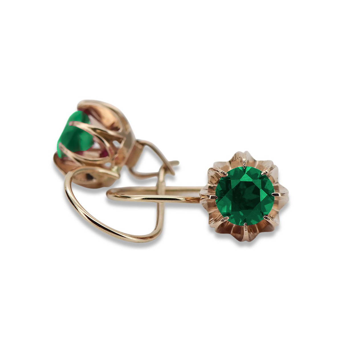 Sterling silver rose gold plated, Emerald Earrings vec062rp