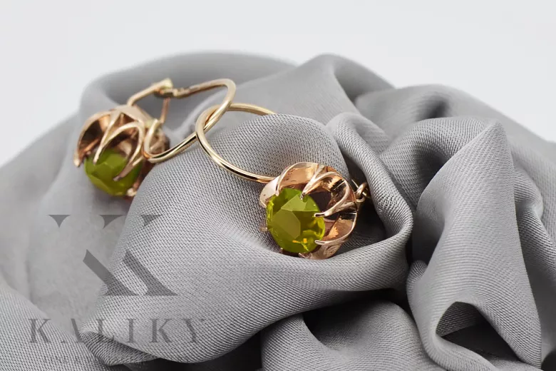 Sterling Silver Rose Gold Plated Yellow Peridot Earrings vec062rp