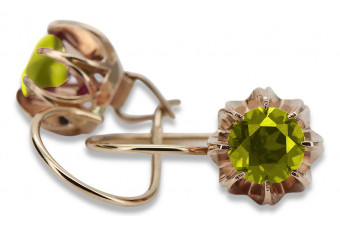 Cercei din argint vintage placat cu aur roz, Peridot galben vec062rp