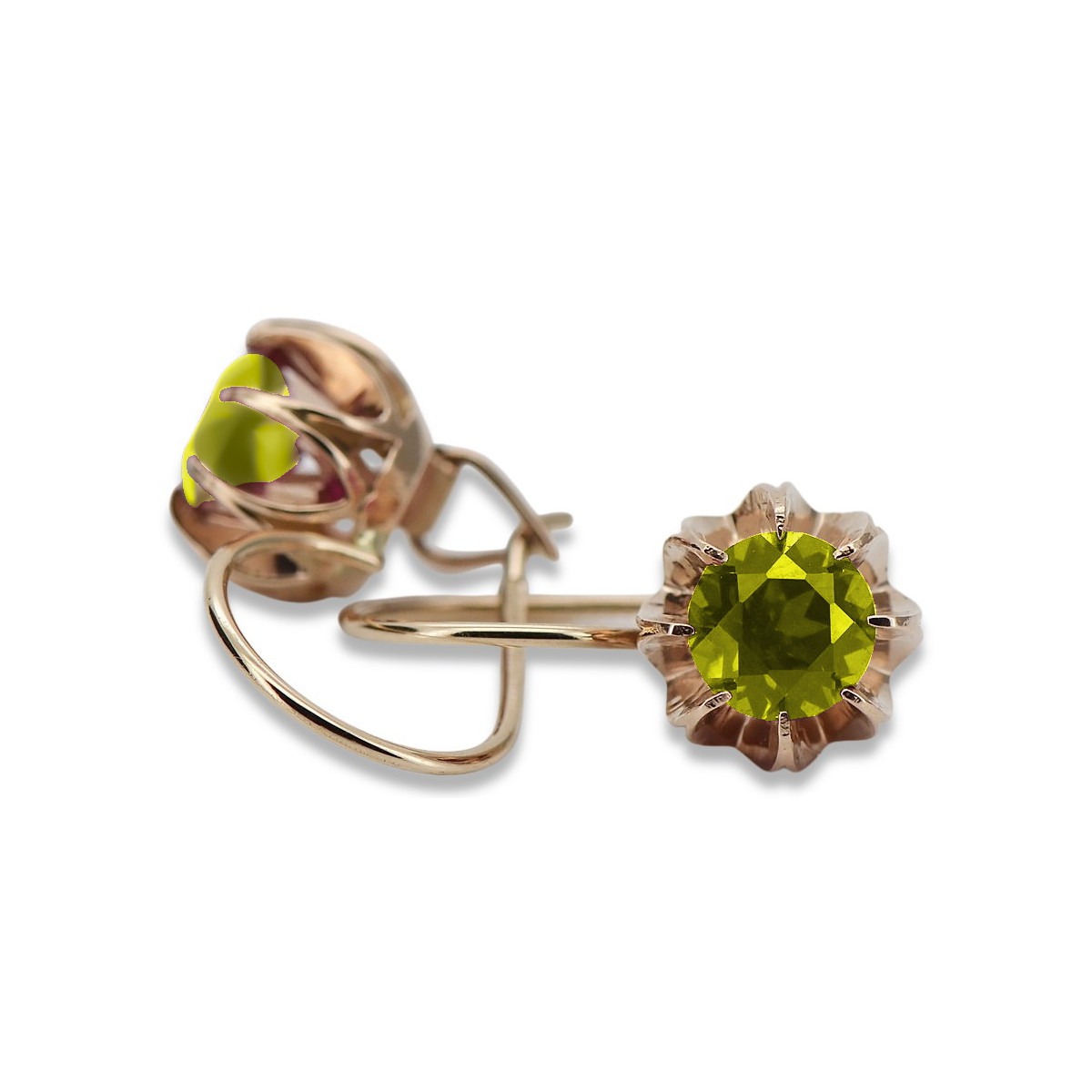 Sterling Silver Rose Gold Plated Yellow Peridot Earrings vec062rp