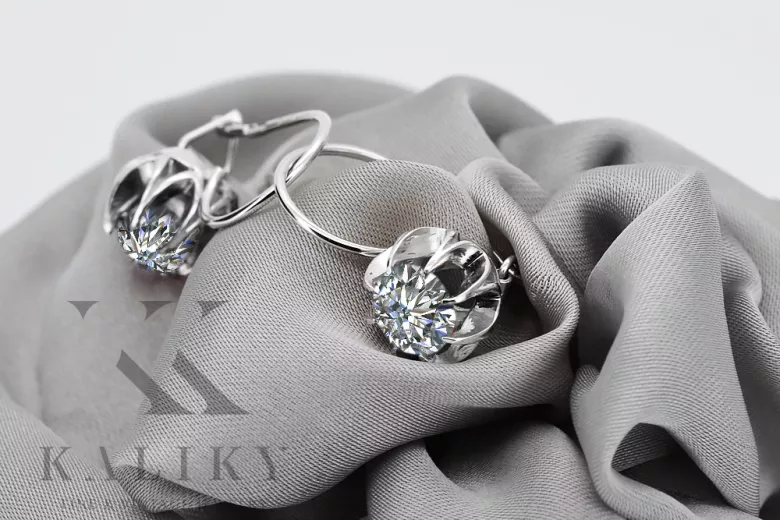 Boucles d'oreilles en argent sterling 925, Zirco vintage vec062s