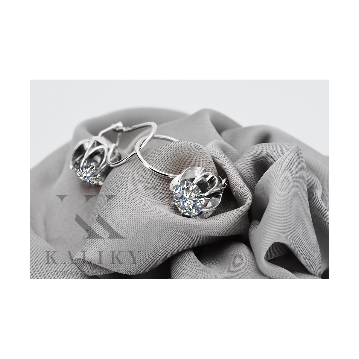 Boucles d'oreilles en argent sterling 925, Zirco vintage vec062s