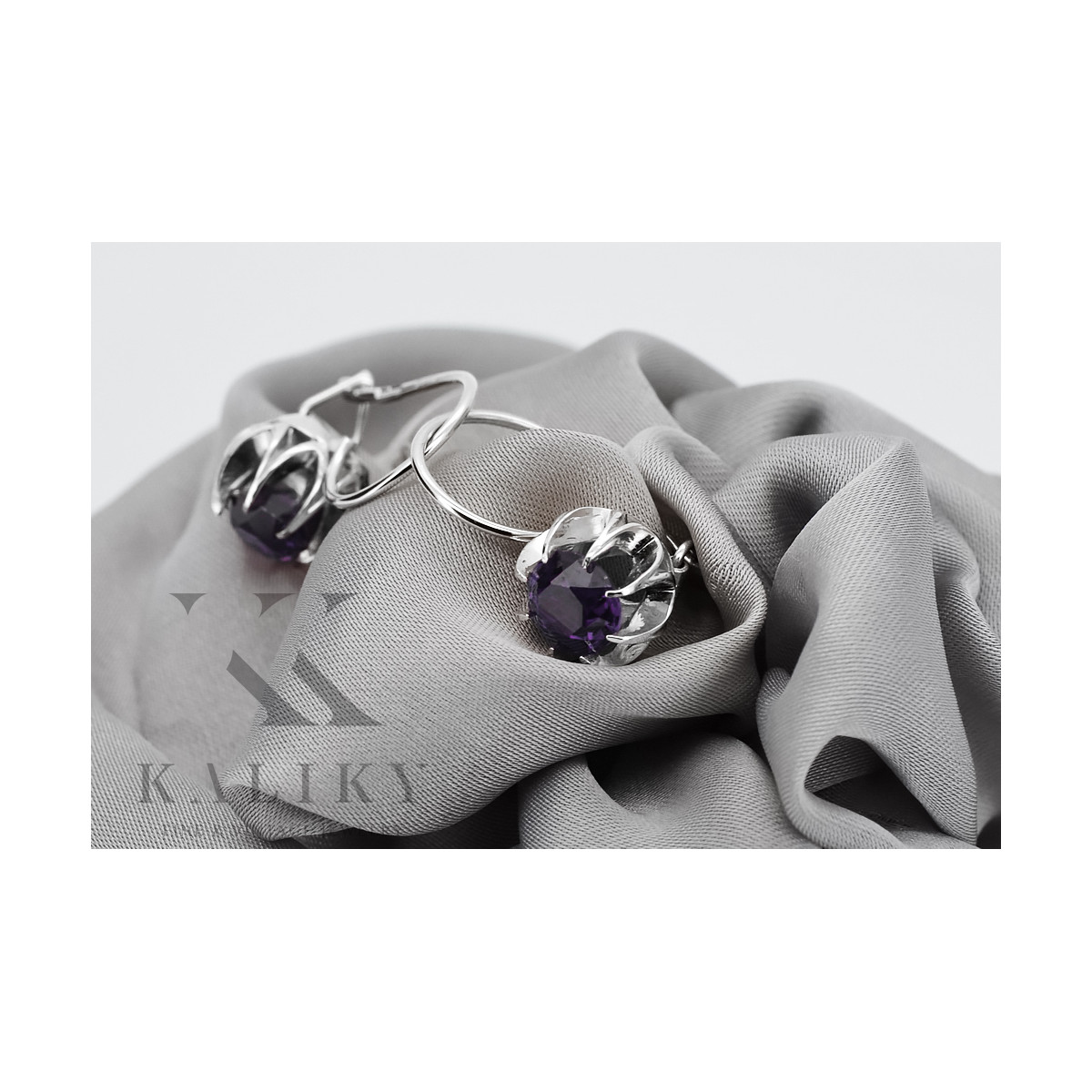 Boucles d'oreilles en argent sterling 925, Alexandrit vec062s