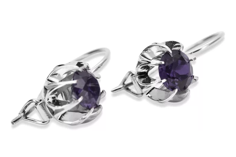 Boucles d'oreilles en argent sterling 925, Alexandrit vec062s