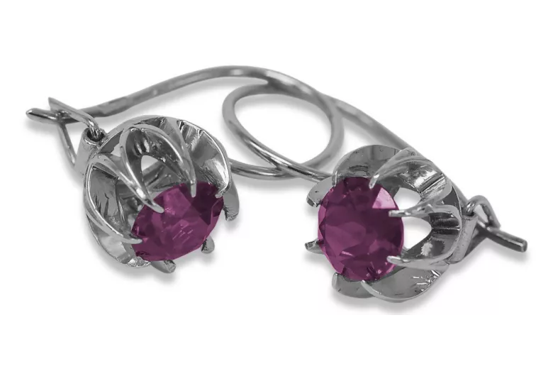 Boucles d'oreilles en argent sterling 925, Améthyste Vintage. vec062s