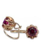 Boucles d'oreilles en argent sterling plaqué or rose, Rubis vec062rp