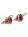 Boucles d'oreilles en argent sterling plaqué or rose, Rubis vec062rp