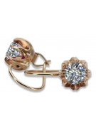 Boucles d'oreilles en argent vintage plaqué or rose, Zircons vec062rp