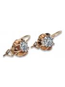 Boucles d'oreilles en argent vintage plaqué or rose, Zircons vec062rp