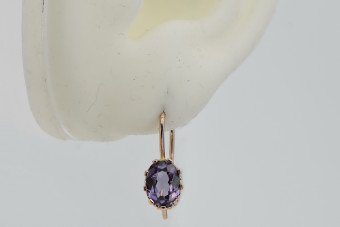 Pendientes de Plata de Ley Chapada en Oro Rosa, Rubí, Circón, Amatista... vec196rp