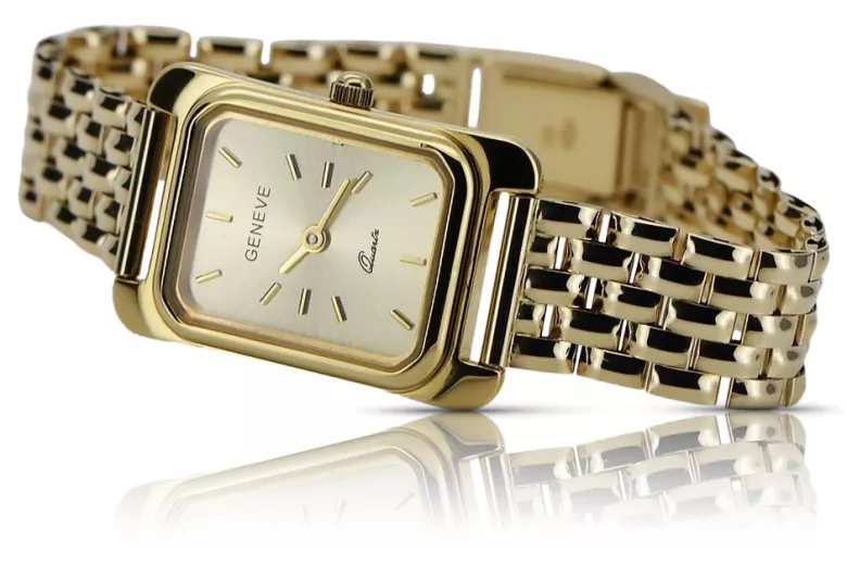 Goldene Herrenuhr Geneve ★ zlotychlopak.pl ★ Gold Reinheit 585 333 Niedriger Preis!