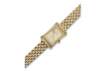 Reloj de pulsera de dama de oro amarillo 14k 585 Geneve lw002ydg&lbw004y