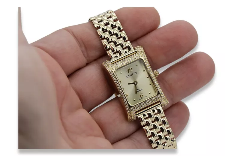 Goldene Herrenuhr Geneve ★ zlotychlopak.pl ★ Gold Reinheit 585 333 Niedriger Preis!