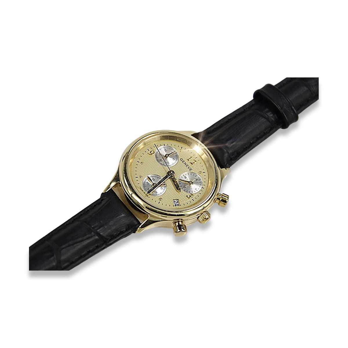 Reloj de oro para hombre Geneve ★ zlotychlopak.pl ★ Pureza de oro 585 333 Precio bajo!