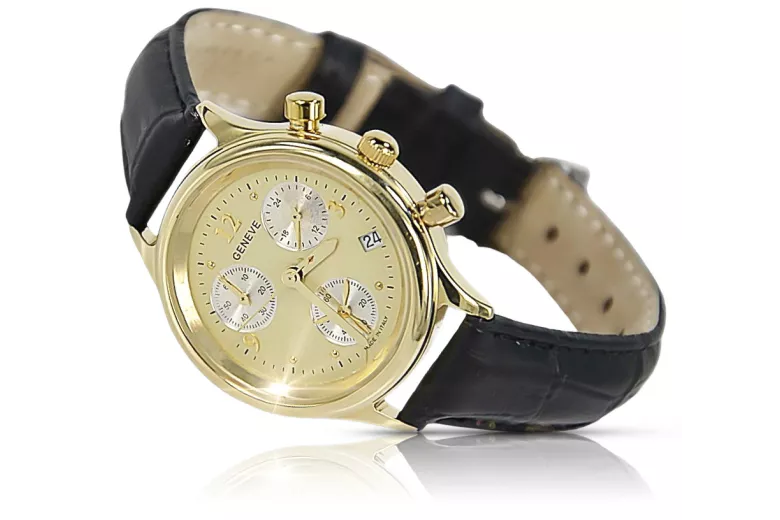 Reloj de oro para hombre Geneve ★ zlotychlopak.pl ★ Pureza de oro 585 333 Precio bajo!