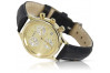 14k żółte złoto, Złoty cyferblat Lady Geneve Swiss Watch lw019y