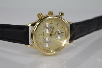 14k żółte złoto, Złoty cyferblat Lady Geneve Swiss Watch lw019y