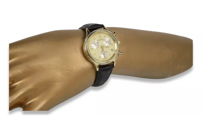 Gold men's watch Geneve ★ zlotychlopak.pl ★ Gold purity 585 333 Low Price!