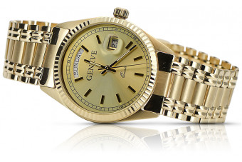 Reloj de oro para hombre Geneve ★ zlotychlopak.pl ★ Pureza de oro 585 333 Precio bajo!