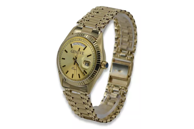 Reloj de oro para hombre Geneve ★ zlotychlopak.pl ★ Pureza de oro 585 333 Precio bajo!