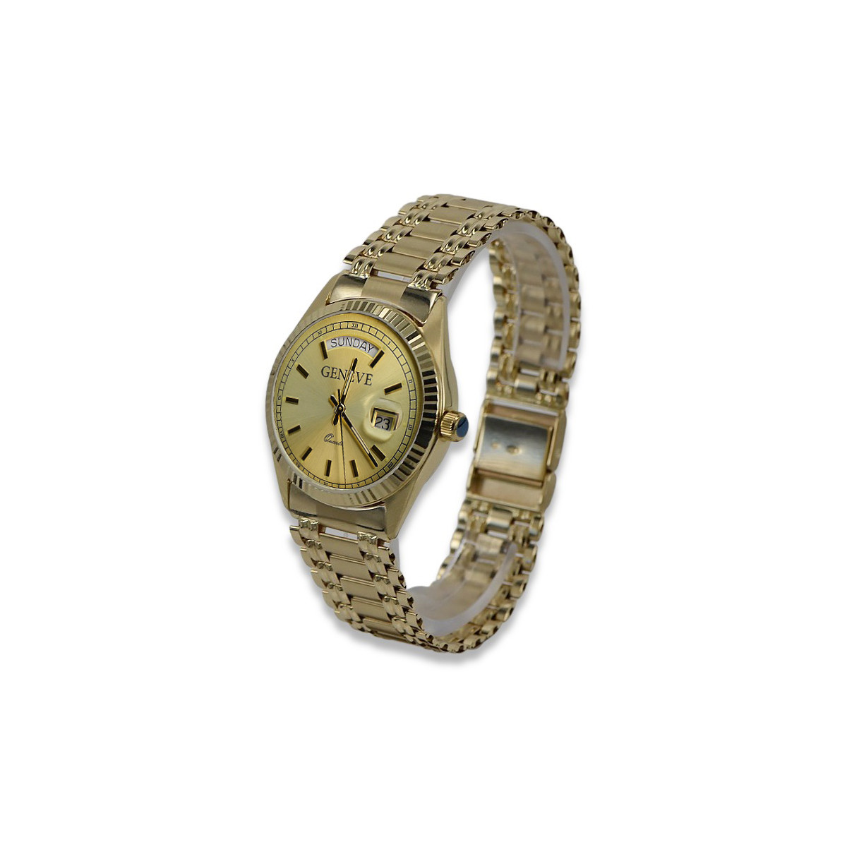 Goldene Herrenuhr Geneve ★ zlotychlopak.pl ★ Gold Reinheit 585 333 Niedriger Preis!