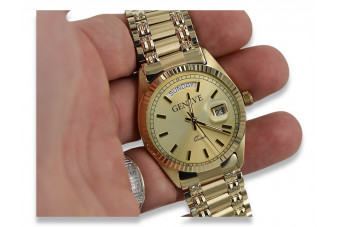 Reloj de oro para hombre Geneve ★ zlotychlopak.pl ★ Pureza de oro 585 333 Precio bajo!