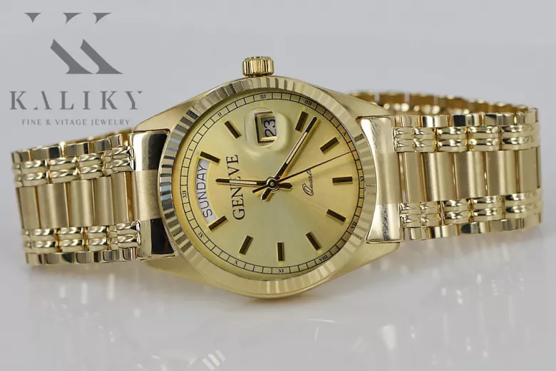 Złoty zegarek męski Geneve 14k 585 w kolorze żółtym mw013ydy&mbw012yo