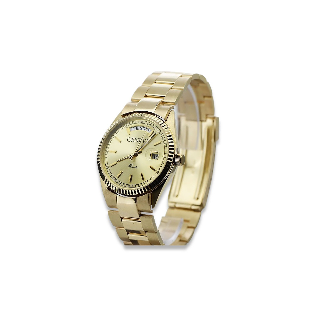 Gold men's watch Geneve ★ zlotychlopak.pl ★ Gold purity 585 333 Low Price!