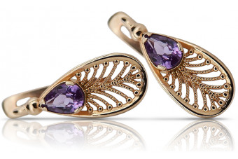 Cercei Vintage Alexandrit Originali în Aur Roz de 14k 585 vec067 vec067
