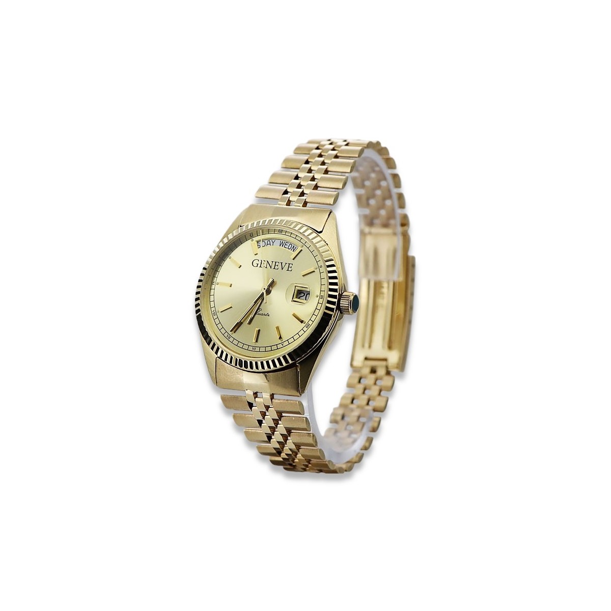 Желтое золото 14k 585 мужские наручные часы Geneve mw013ydy&mbw018y