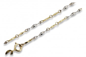 Chaîne en or jaune et blanc italien 14K, collier Fantazy 50 cm cct005yw