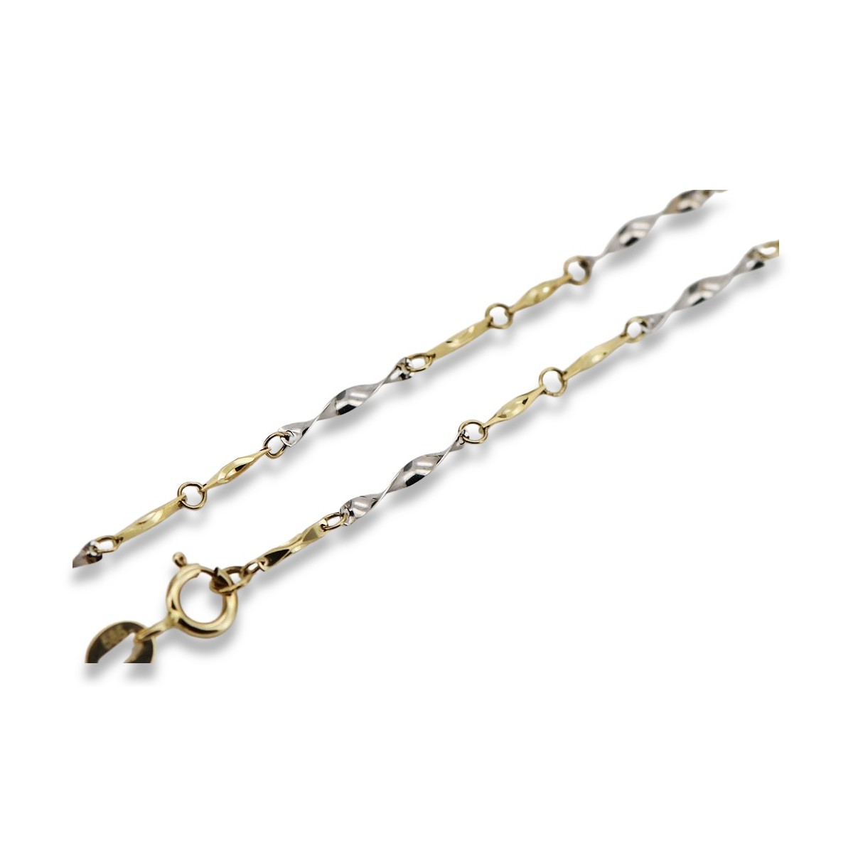 Chaîne en or jaune et blanc italien 14K, collier Fantazy 50 cm cct005yw