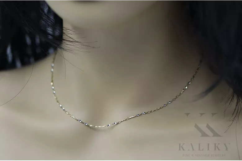 Желтое и белое итальянское золотое колье Фэнтази, 14k cct005yw