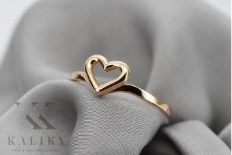 "Authentic Vintage Heart Ring in 14K Rose Pink Gold - No Stones"  vrn116 vrn116