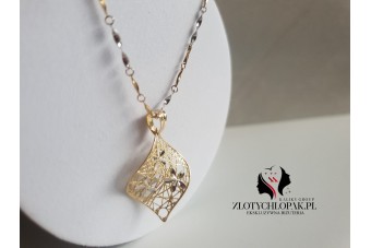 Золота підвіска з листям і ланцюжок cpn005yw&cc074y