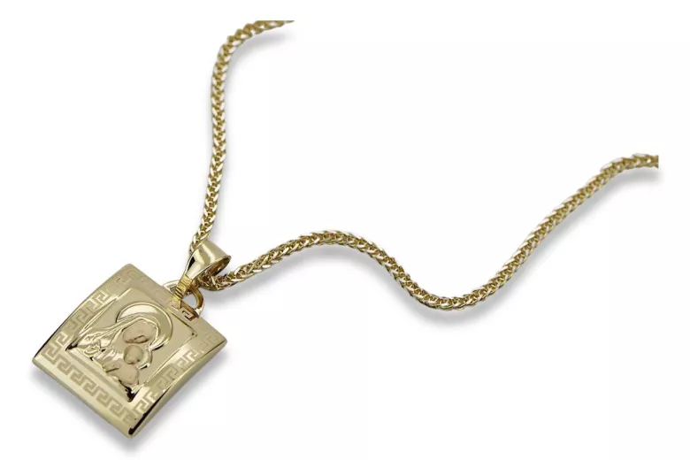 Gold Mary medallion icon pendant with chain ★ zlotychlopak.pl ★ Gold 585 333 low price