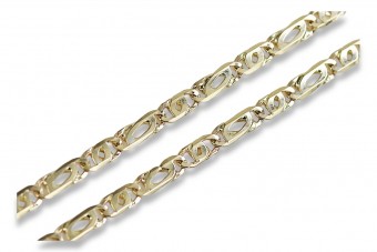 Chaîne en or jaune 14 carats avec œil de tigre massif 585 - 50 cm cc021y