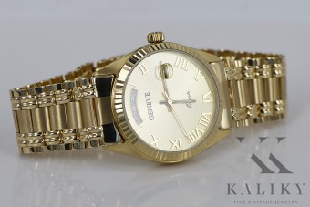 Златен мъжки часовник "Женева" 14k 585 Yellow Gold mw013ydg&mbw006yo