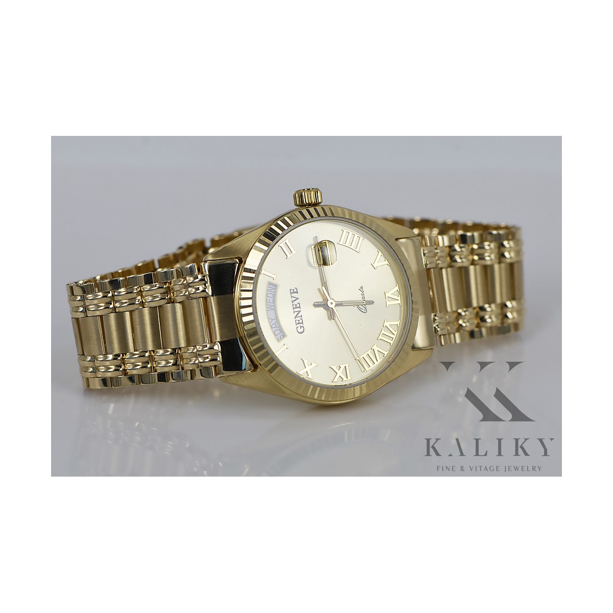 Gold men's watch Geneve ★ zlotychlopak.pl ★ Gold purity 585 333 Low Price!