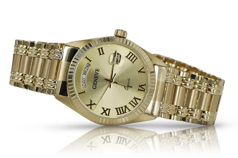 Złoty zegarek męski Geneve 14k 585 Yellow Gold mw013ydg&mbw012yo