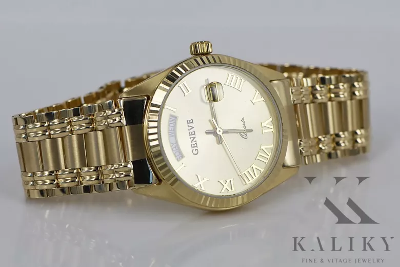 Złoty zegarek męski Geneve 14k 585 Yellow Gold mw013ydg&mbw012yo