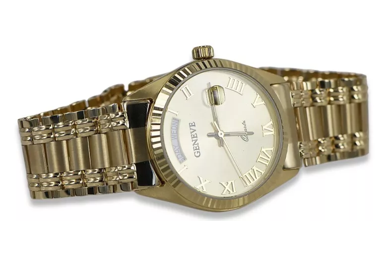 Złoty zegarek męski Geneve 14k 585 Yellow Gold mw013ydg&mbw012yo