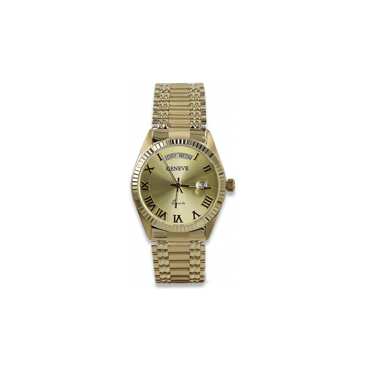 Gold men's watch Geneve ★ zlotychlopak.pl ★ Gold purity 585 333 Low Price!