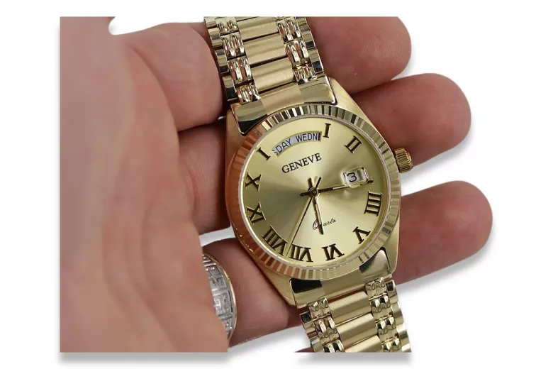 Złoty zegarek męski Geneve 14k 585 Yellow Gold mw013ydg&mbw012yo