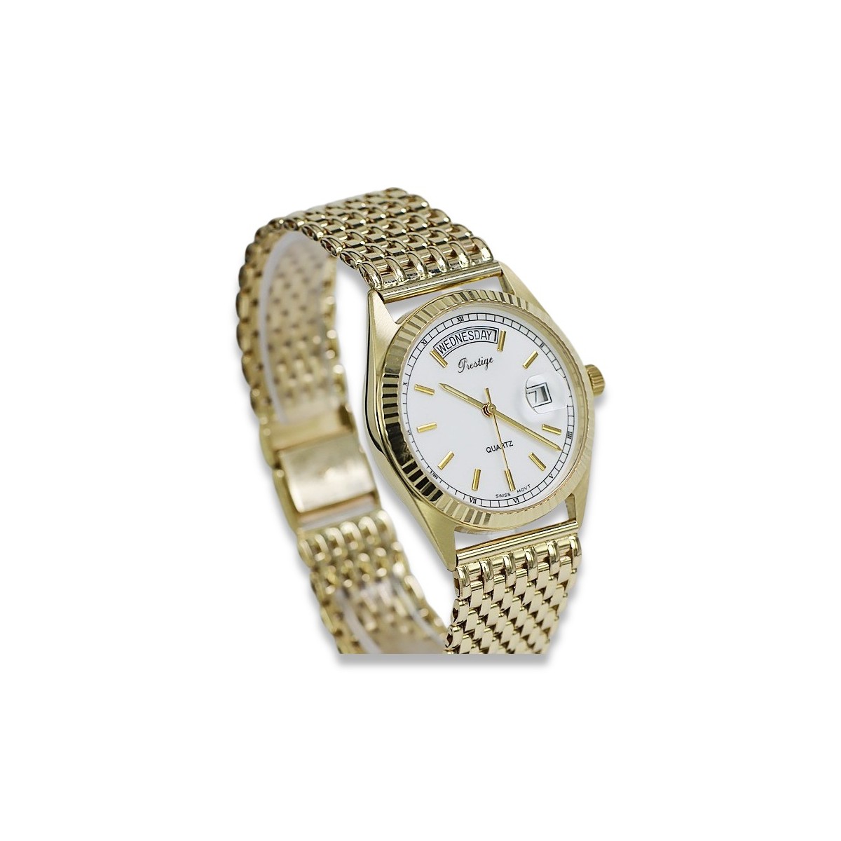 Montre noire pour homme en or 14k jaune italien de Genève mw013ydw&mbw013y